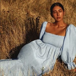 Daily Sleeper Atlanta Dress - Blue Linen Smalli